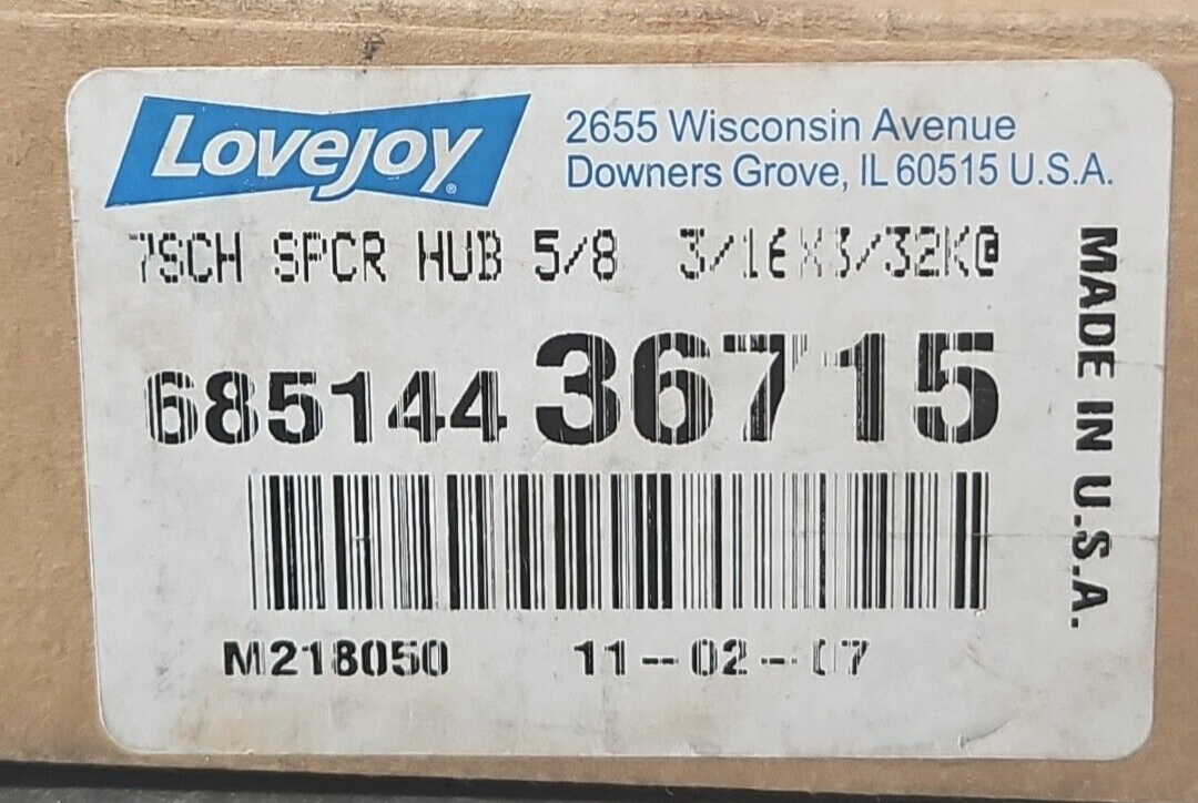 Lovejoy 7SCH 5/8 / 68514436715 Fixed Bore Coupling Spacer Hub            Loc5C21