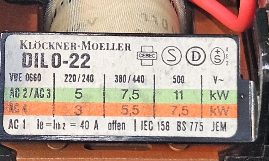 Klockner Moeller DILO-22 Universal Contactor                            (BIN424)