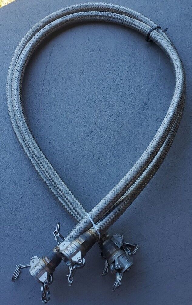 SFI D-50 316 ½" S/S HOSE, 4ft 6in Long, w/Female Cam Locks, Lot of 2.      5D-26