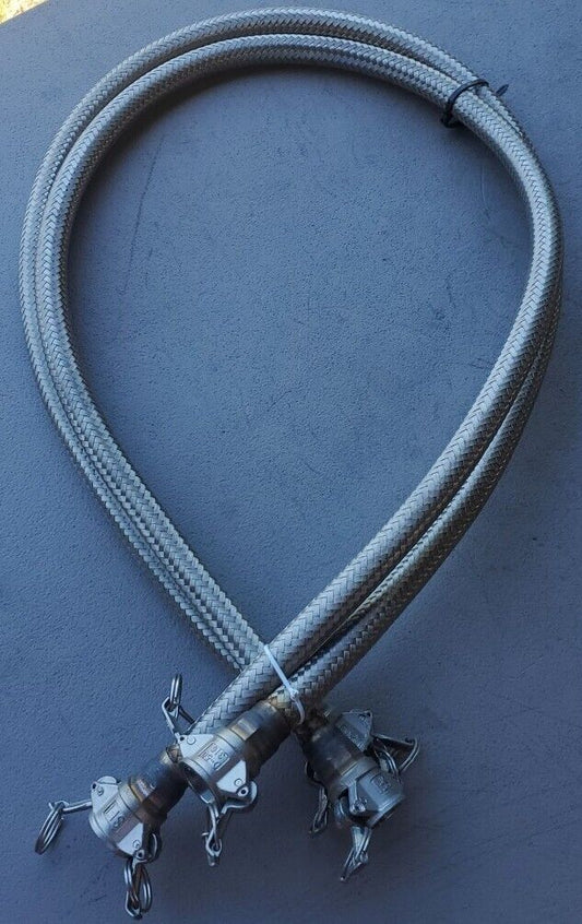 SFI D-50 316 ½" S/S HOSE, 4ft 6in Long, w/Female Cam Locks, Lot of 2.      5D-26