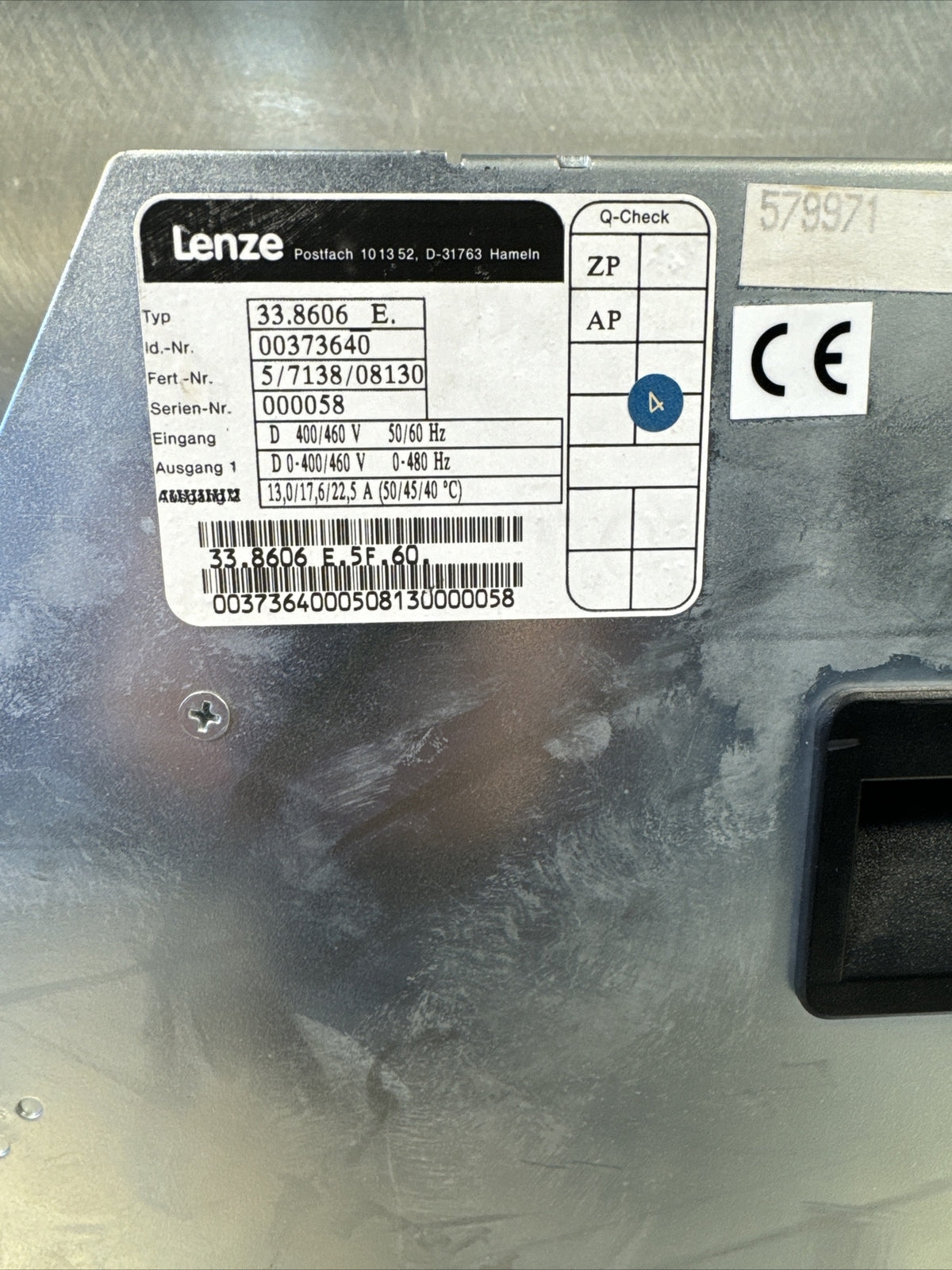 LENZE 33.8606_E 338606_E 33.8606E.5F.60 Refurbished                  (bin 2.4.3)
