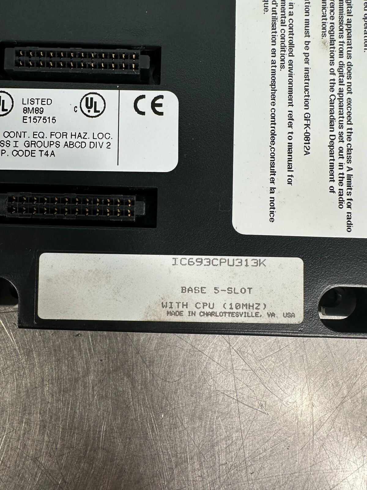 Ge IC693CPU313K Base 5-Slot with CPU (10MHZ)                      (5.4.1)