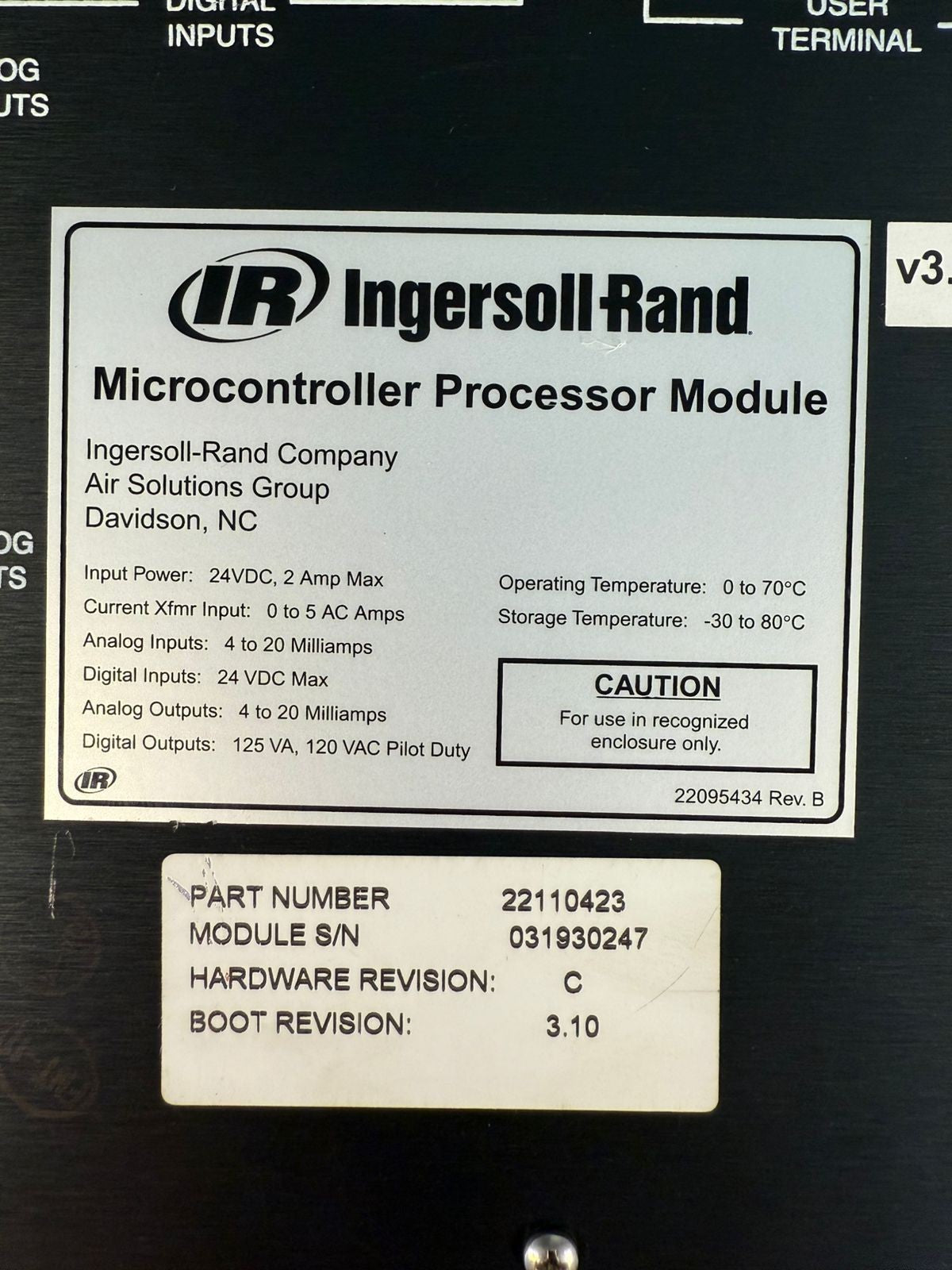 Ingersoll Rand 22110423 hard. Rev. C Boot Rev 3.10                 (2.4.4)