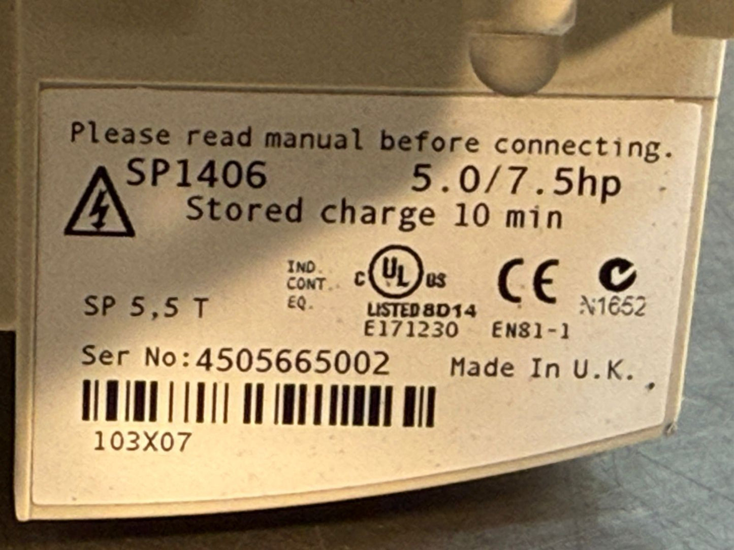 Unidrive Sp1406 5.0/7.5HP Sp5,5T                          (7.5.1)
