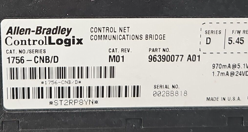Allen-Bradley 1756-CNB/D Control Net Communications Bridge              (BIN742)