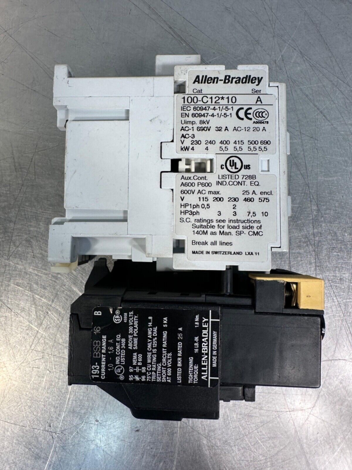Allen Bradley 100-C12*10 Ser A / 193-BSB-16 B Current Range  (4E-18)