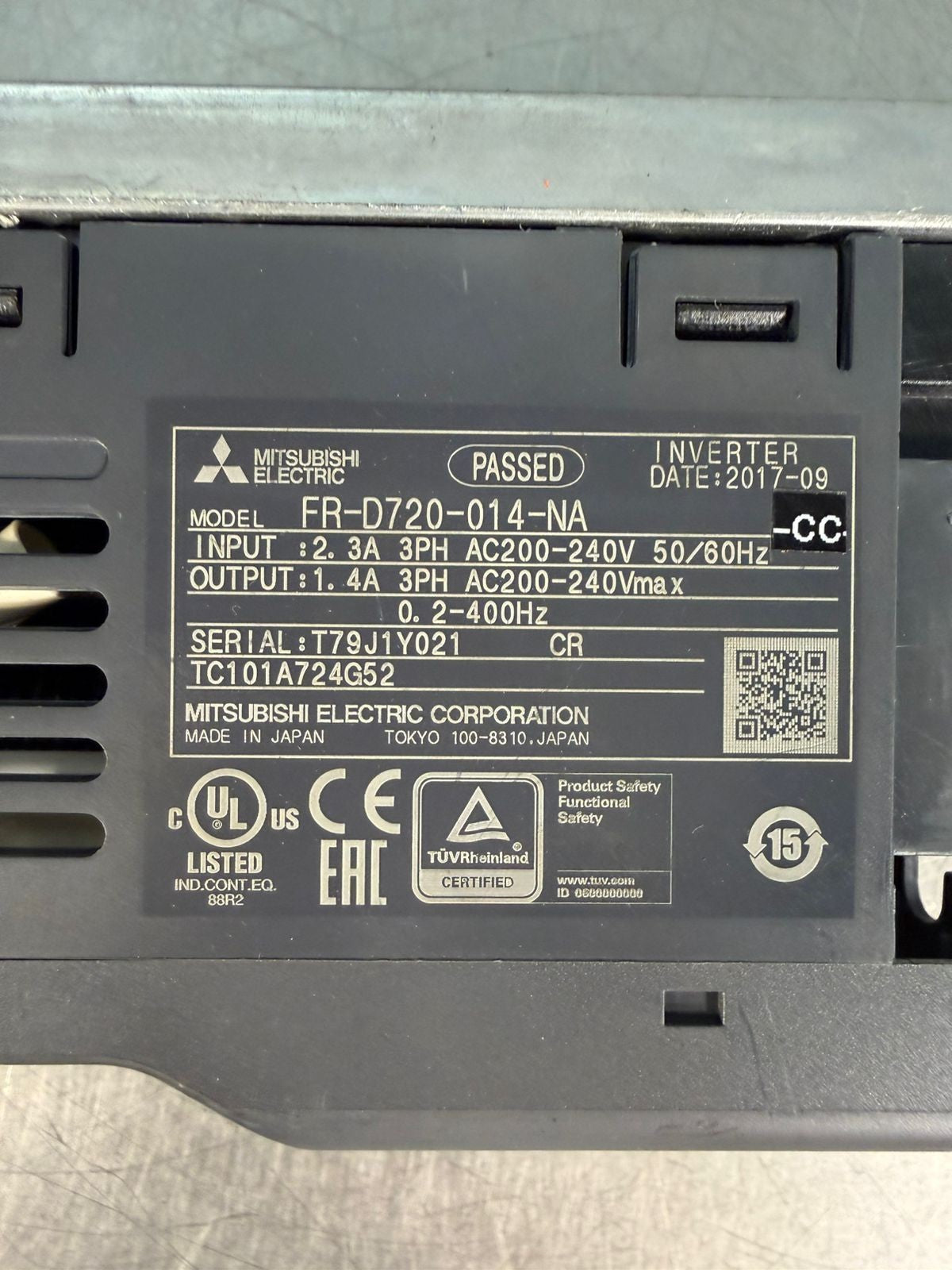 Mitsubishi FR-D720-014-NA Compact Variable Sp Drive 3Ph AC200-240V (5.4.3)
