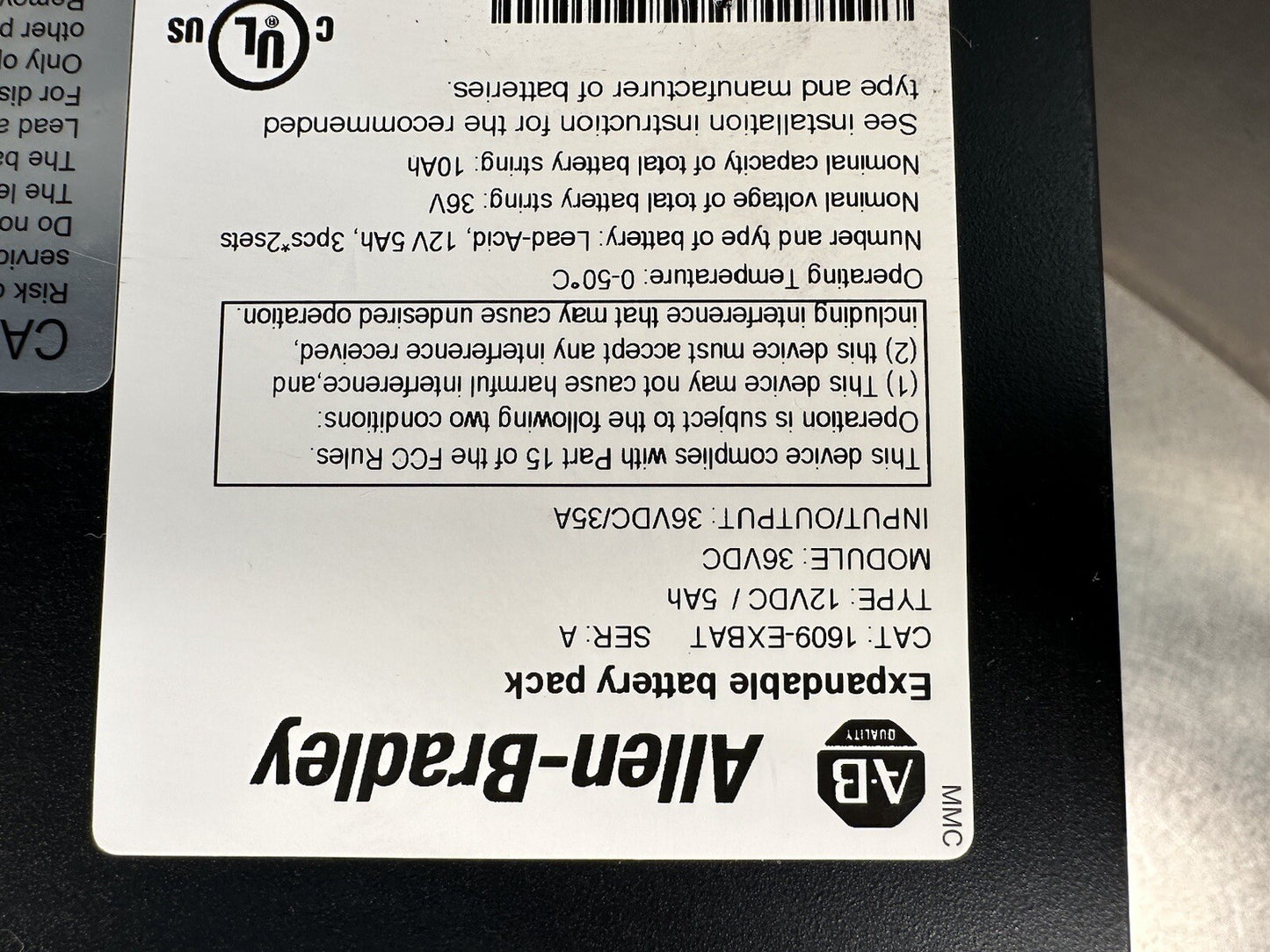ALLEN-BRADLEY EXPANDABLE BATTERY PACK 1609-EXBAT SER A  - Each (BIN-2.4.5)