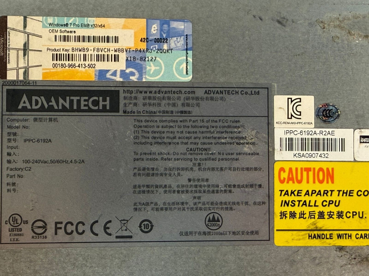 Advantech Ippc-6192A Industrial Panel PC 100-240Vac 4.5-2A        (12.4.3)