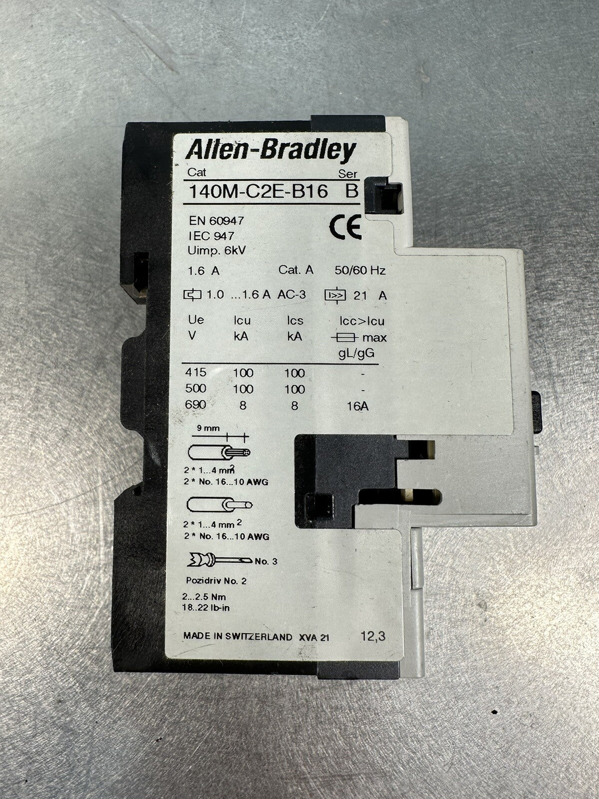 ALLEN BRADLEY 140M-C2E-B16 SERIES B CIRCUIT BREAKER (BIN-1.1)