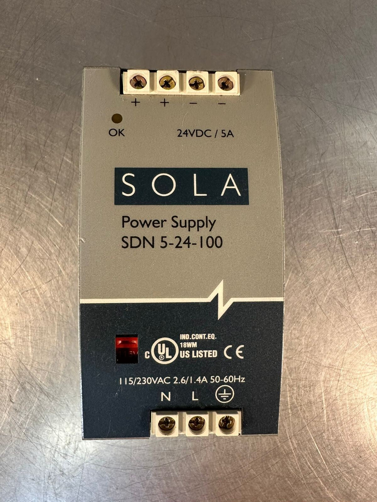 Sola Power Supply SDN 5-24-100 115/230VAC 2.6/1.4A 50-60Hz         (3.5.2)