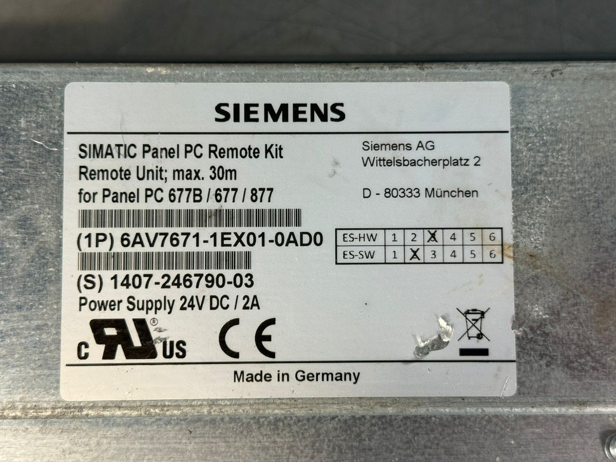 Siemens Simatic Panel 6AV7671-1EX01-0AD0 Power Supply 24V Dc 2A   (12.6.4)