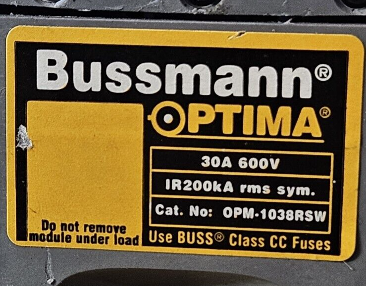 Bussmann Optima OPM-1038RSW Manual Motor Controller                     (BIN542)