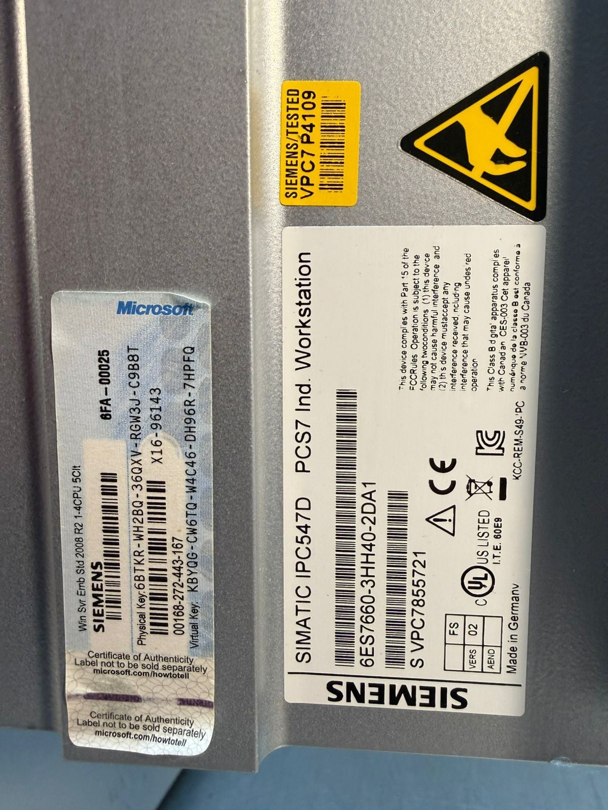 Siemens Simatic IPC547D PCS7 6ES7660-3HH40-2DA1                  (10.3.1)