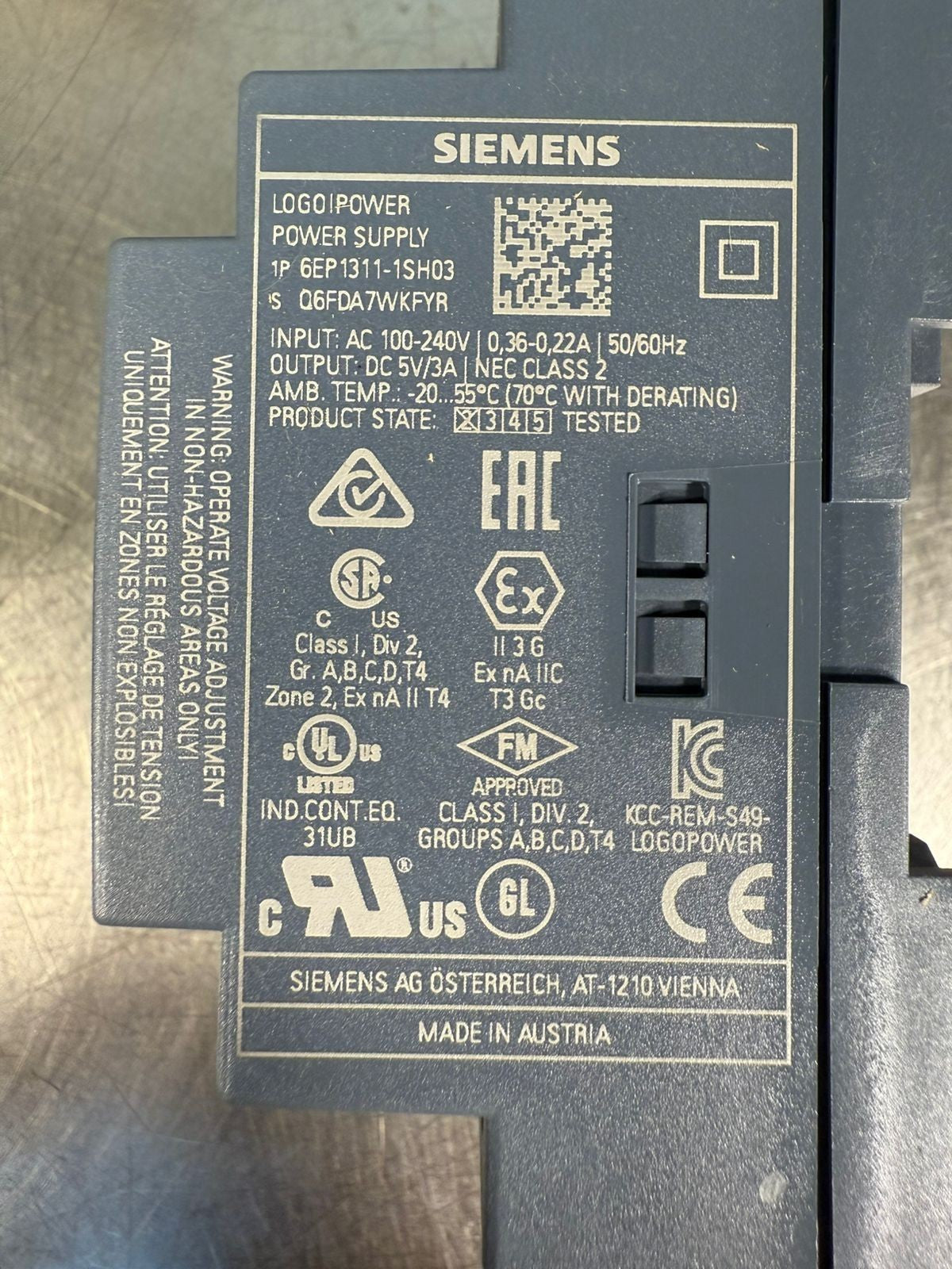 Siemens 6EP1311-1SH03  Power Supply       50/60Hz                  (2.1.5)
