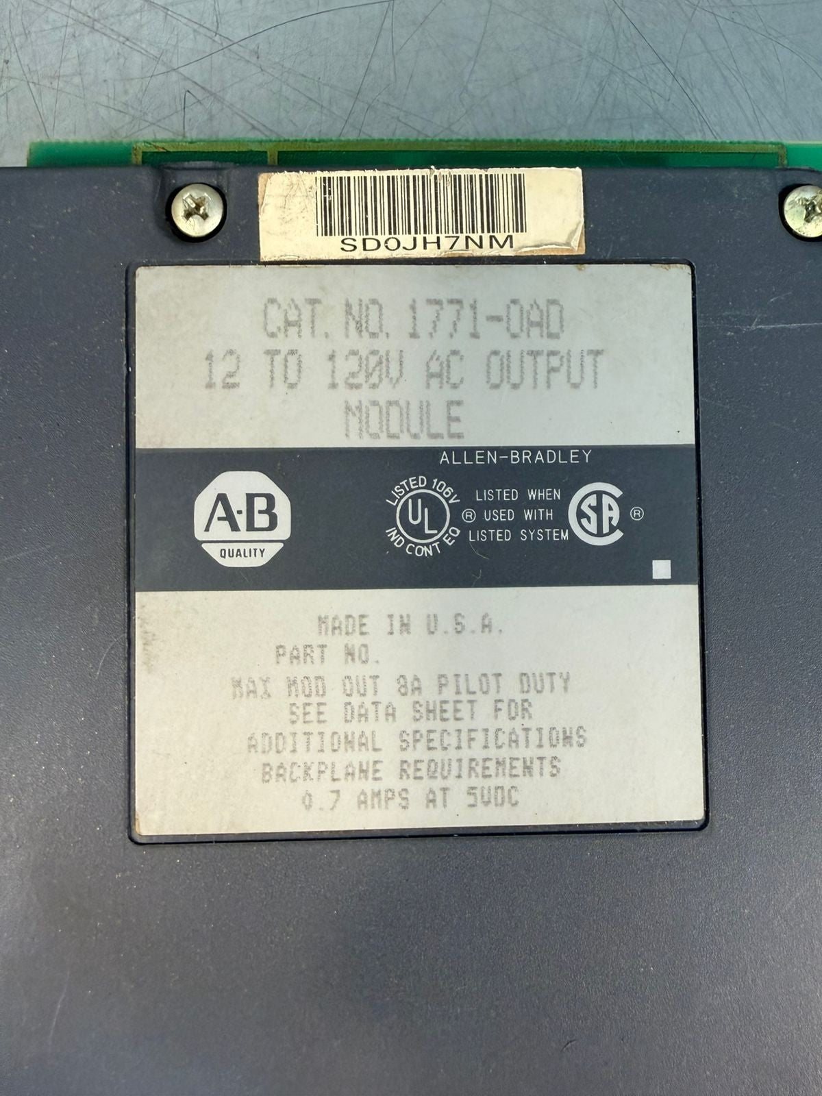 Allen Bradley 1771-0AD 12 To 120 Ac Output Module                  (8.3.5)