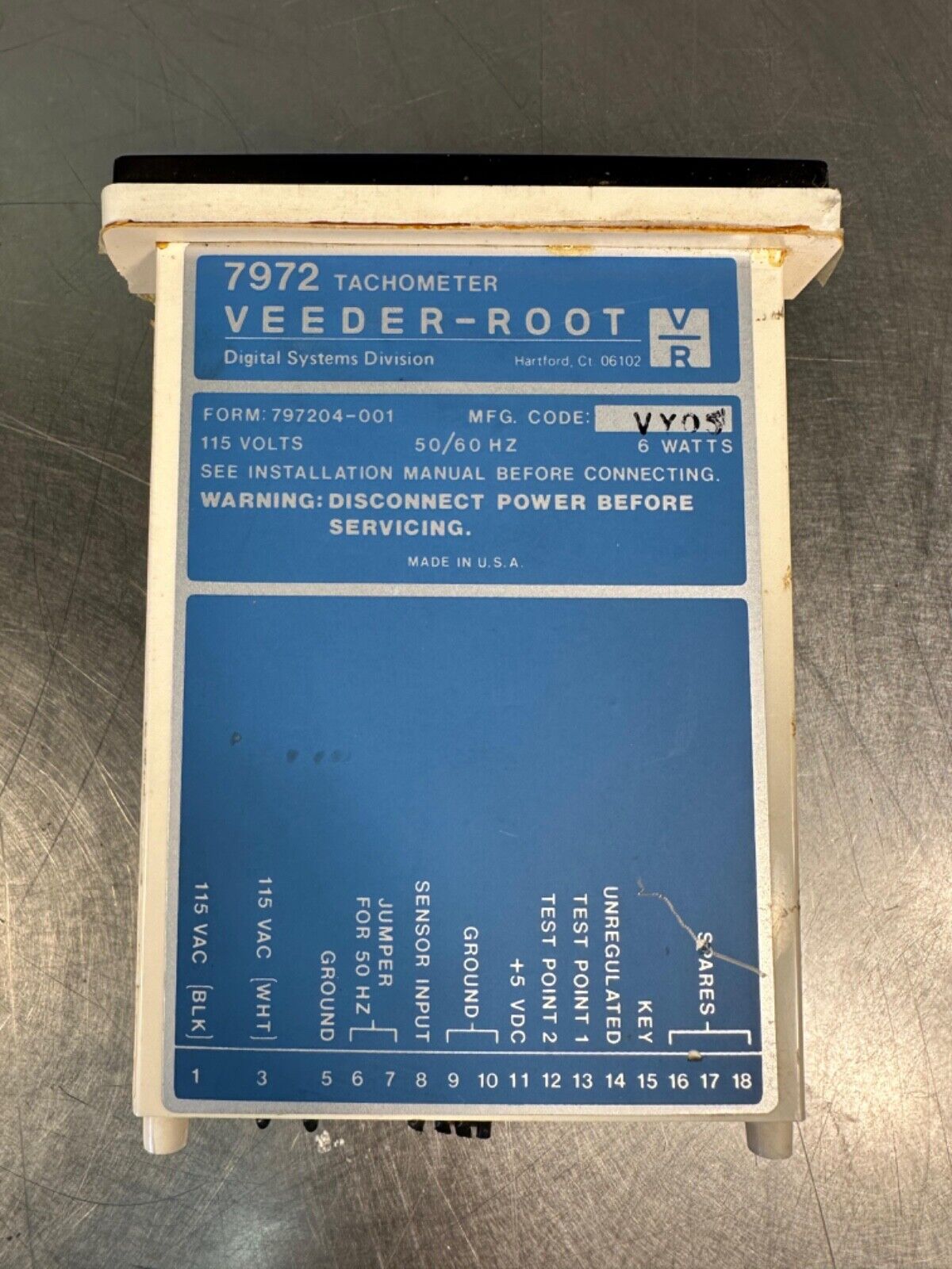 Veeder-Root 7972 /  Root 7972 Tachometer (2D-8)