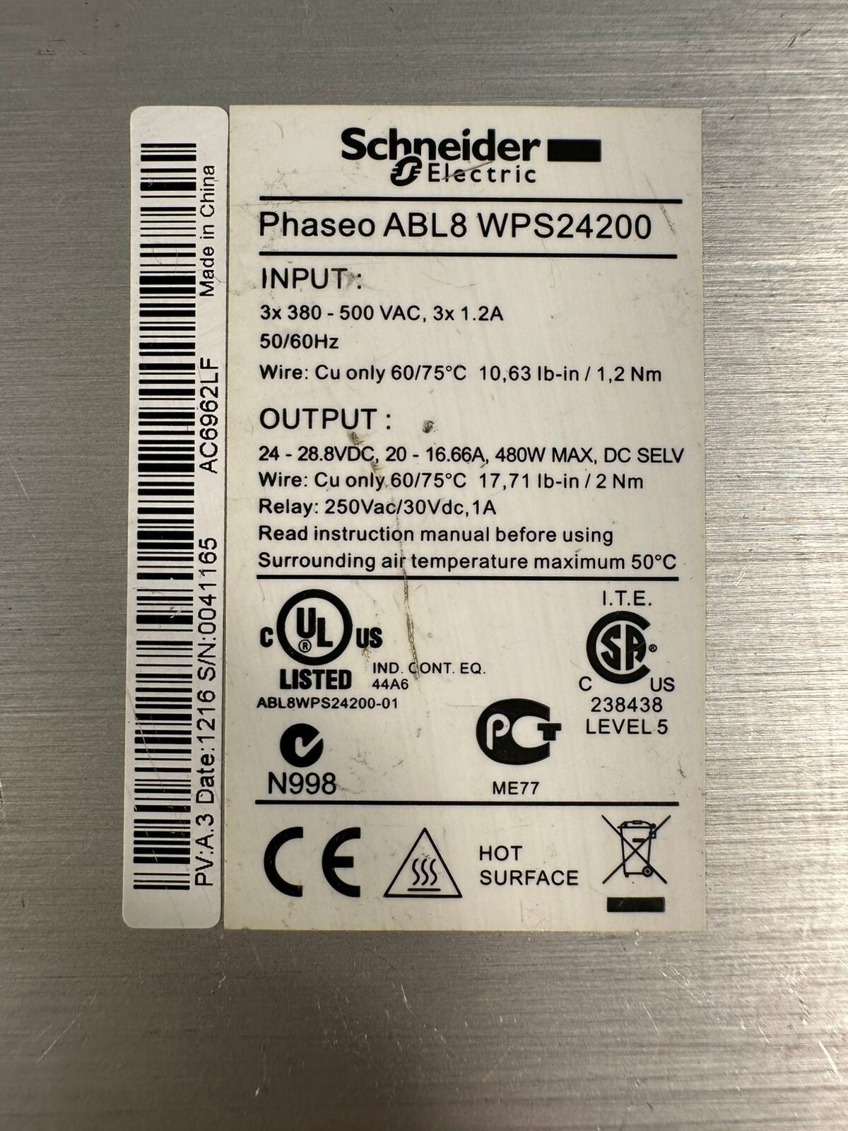 Schneider ABL8WPS24200 Power Supply Module ABL-8WPS24200           (2.3.1)