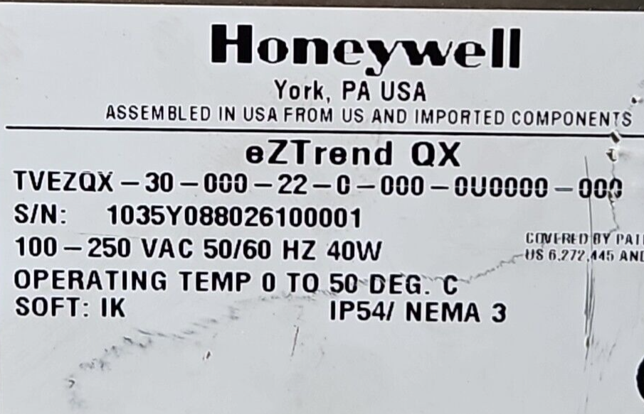 Honeywell TVEZQX-30-000-22-0-000-000300-000 Chart Recorder (BIN2.2.2)