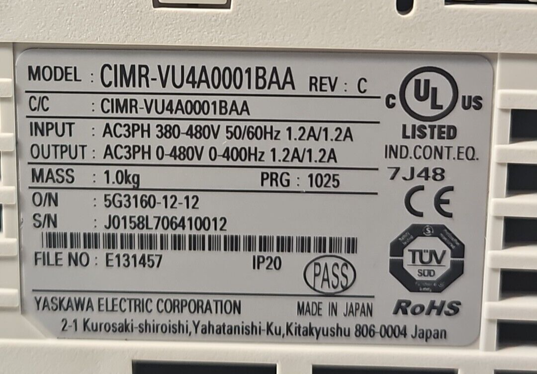 Yaskawa CIMR-VU4A0001BAA Open Chassis Variable Frequency Drive 3 Phase  (BIN645)