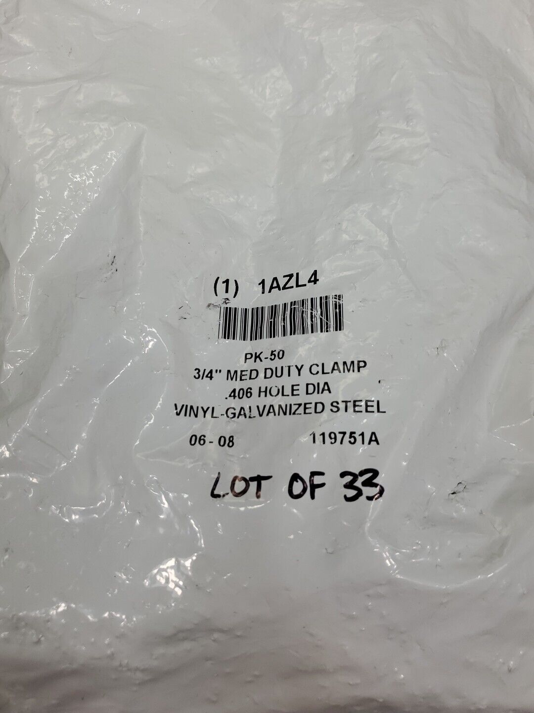 Simpson 1AZL4 Vinyl-Galvanized Steel Clamp, ¾" Med Duty Clamp, Lot of 33.     5D