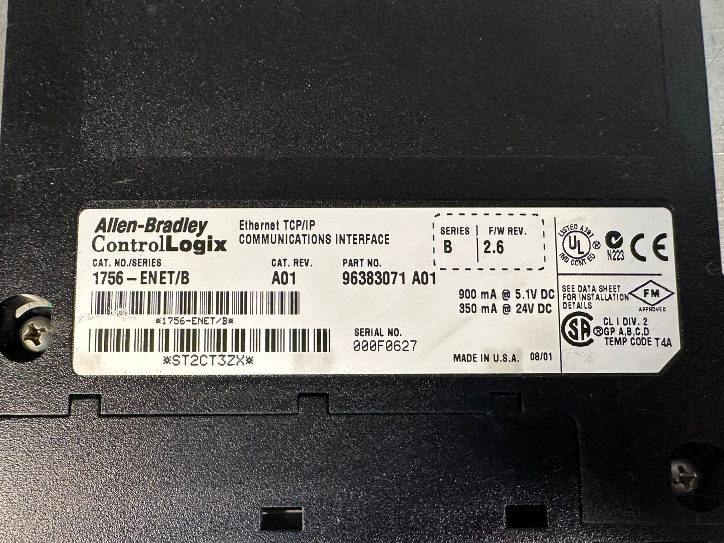 Allen Bradley 1756-ENET/B ControlLogix Ethernet TCP/IP A01 96383071 (3.1.3)