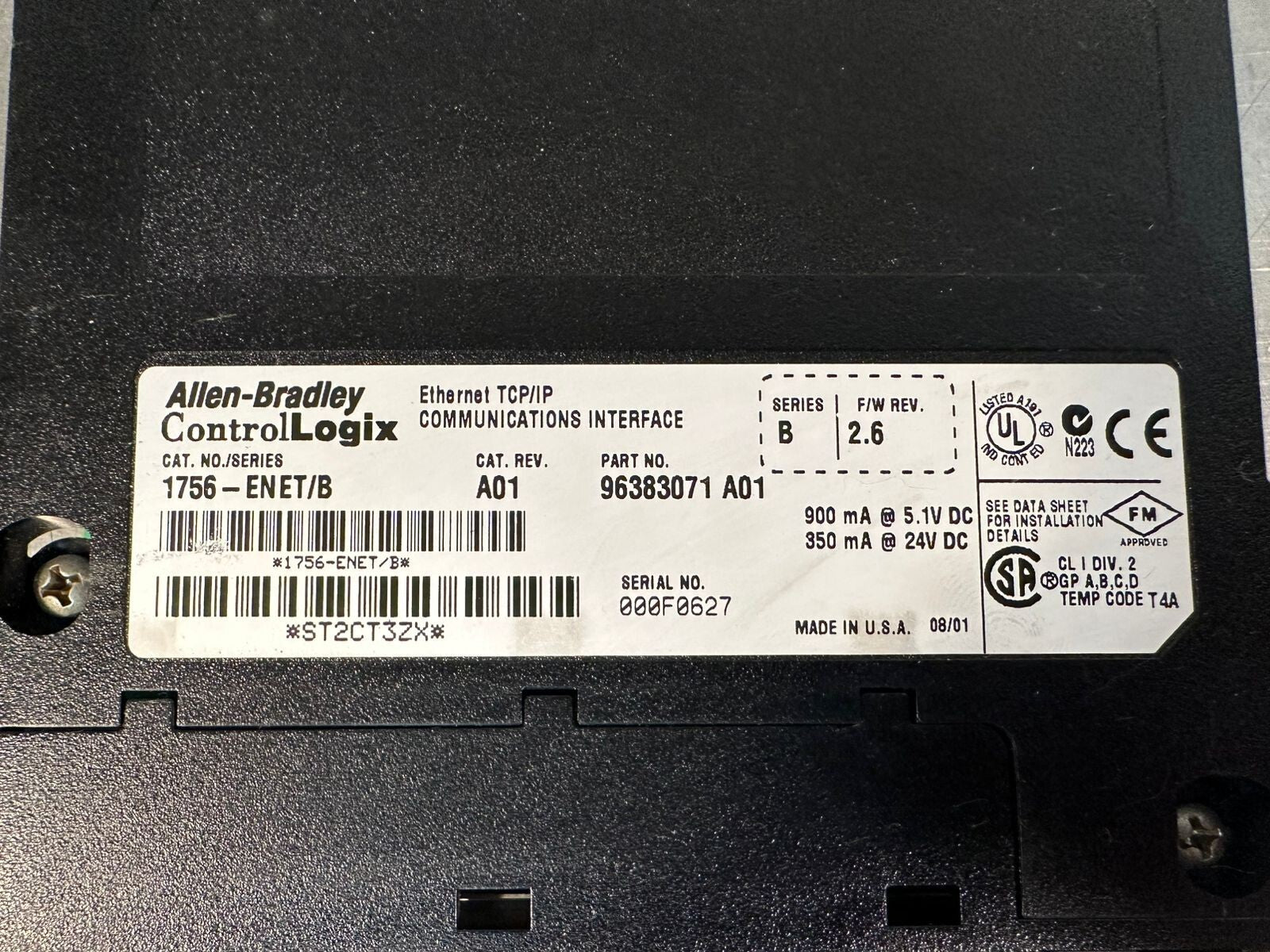 Allen Bradley 1756-ENET/B ControlLogix Ethernet TCP/IP A01 96383071 (3.1.3)