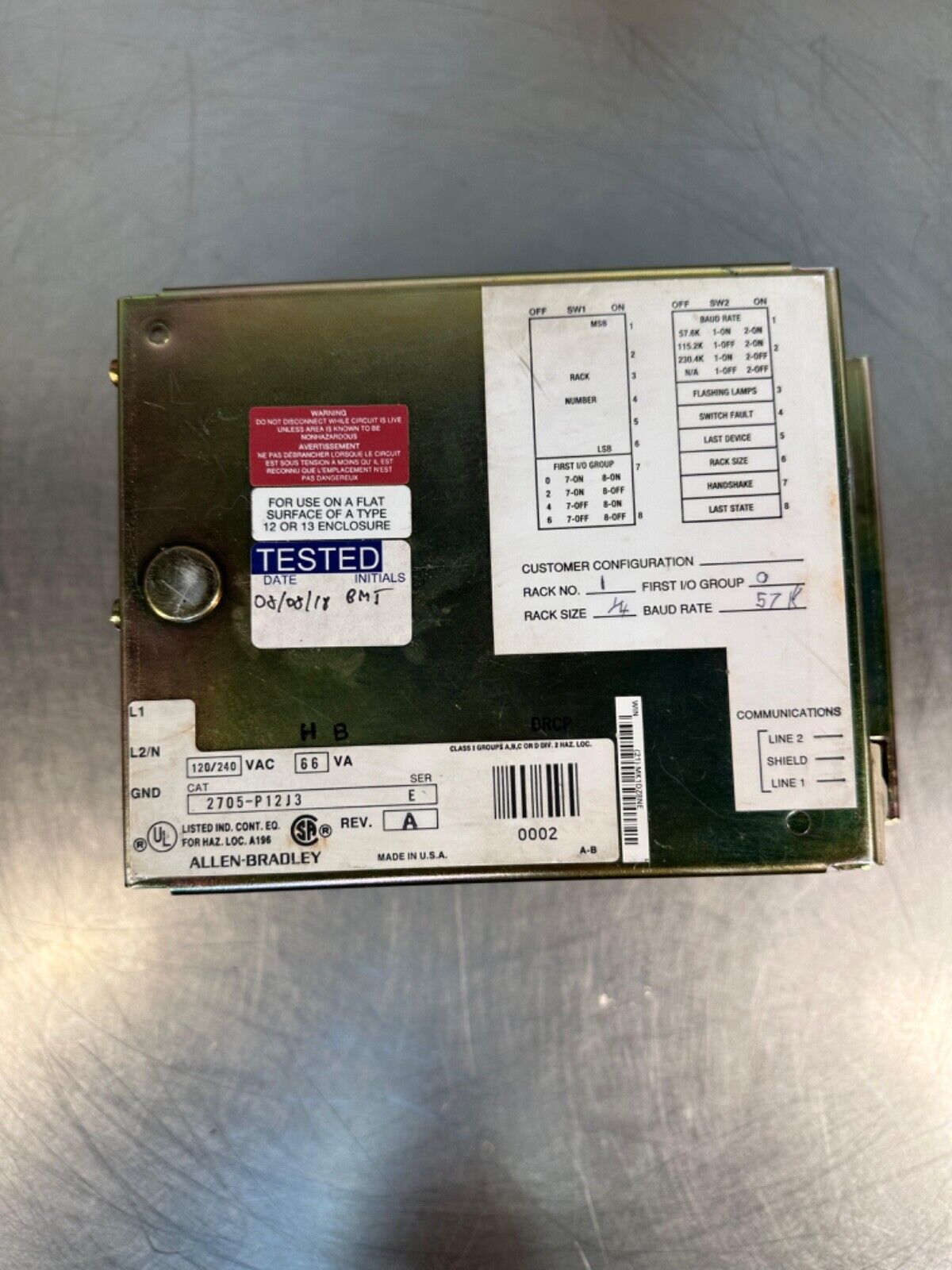 Allen Bradley RediPanel 2705-P12J3 E (2F-1)