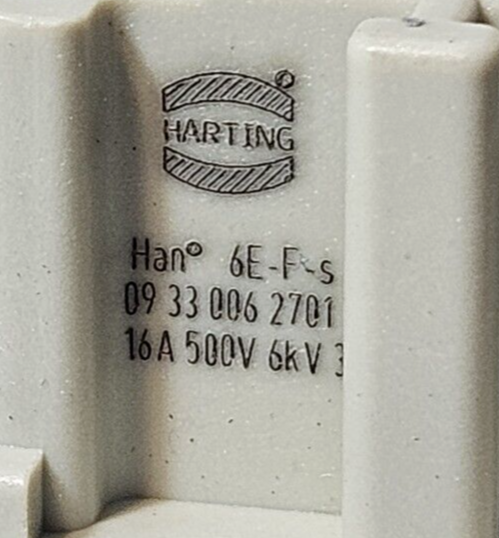 Harting HAN 6 E-BU-S Female Connector 16 Amp 6 Pin 500 VAC               loc5E27