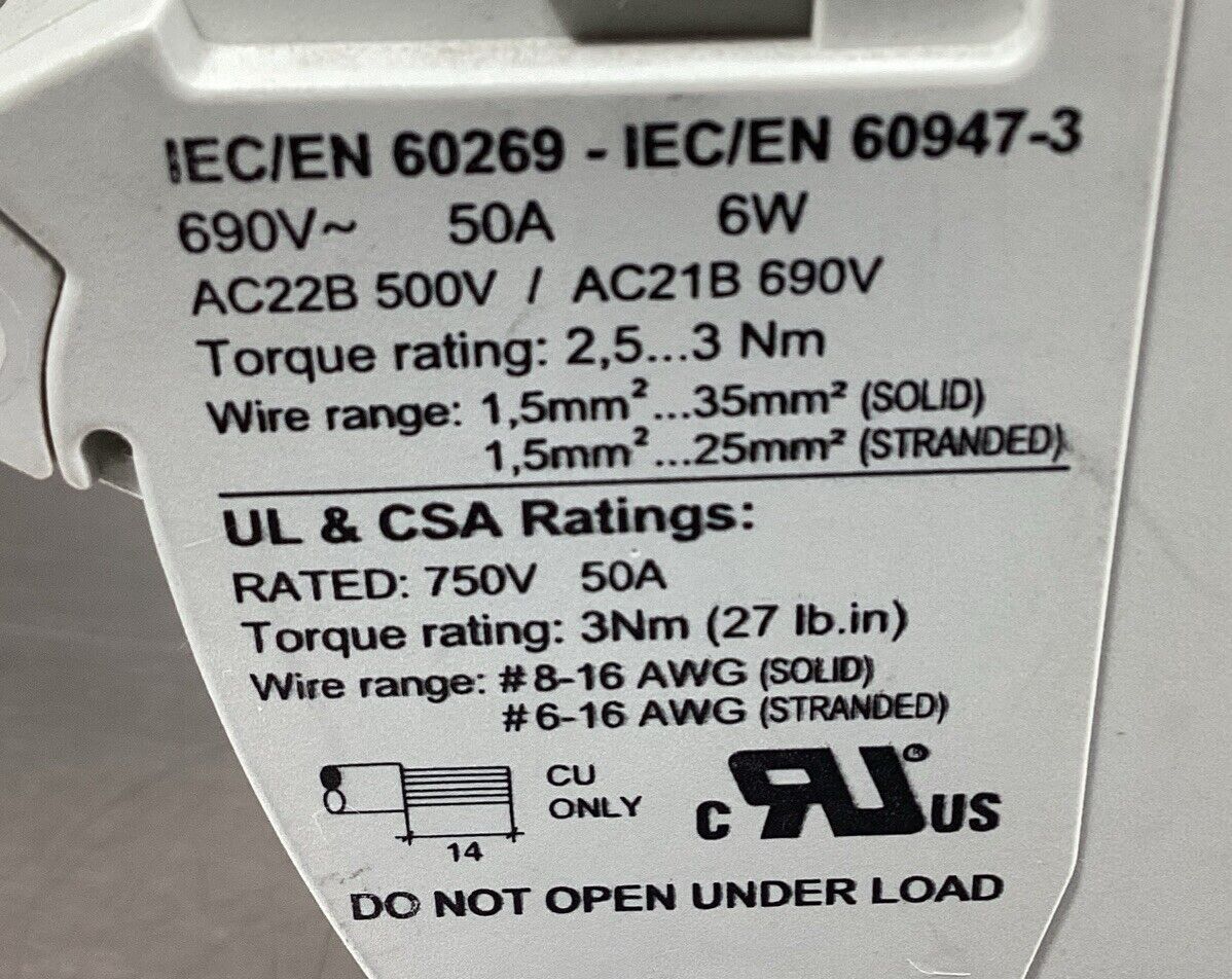 SIBA  51-058 05.3  50 AMP FUSE HOLDER 690/750V       4C-28