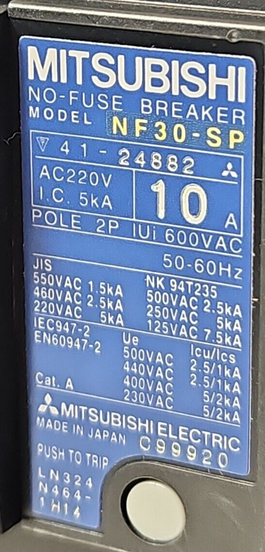 Mitsubishi NF30-SP 10A No-Fuse Breaker 2 Pole                            loc4B11
