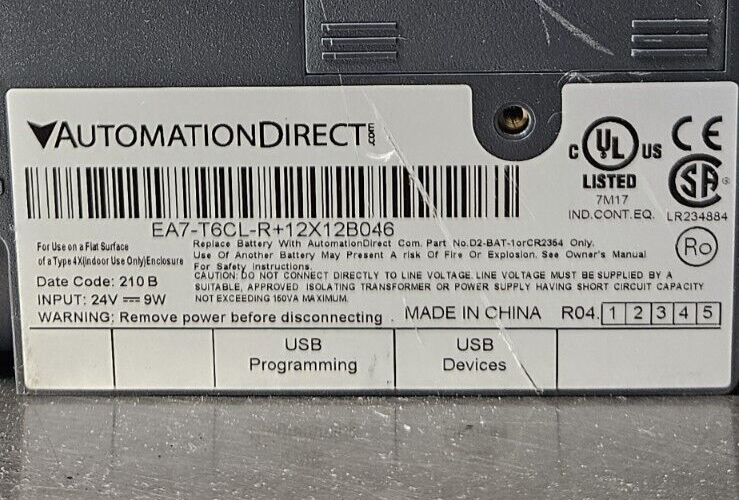 Automationdirect EA7-T6CL-R+12X12B046 Panel View                        (BIN643)