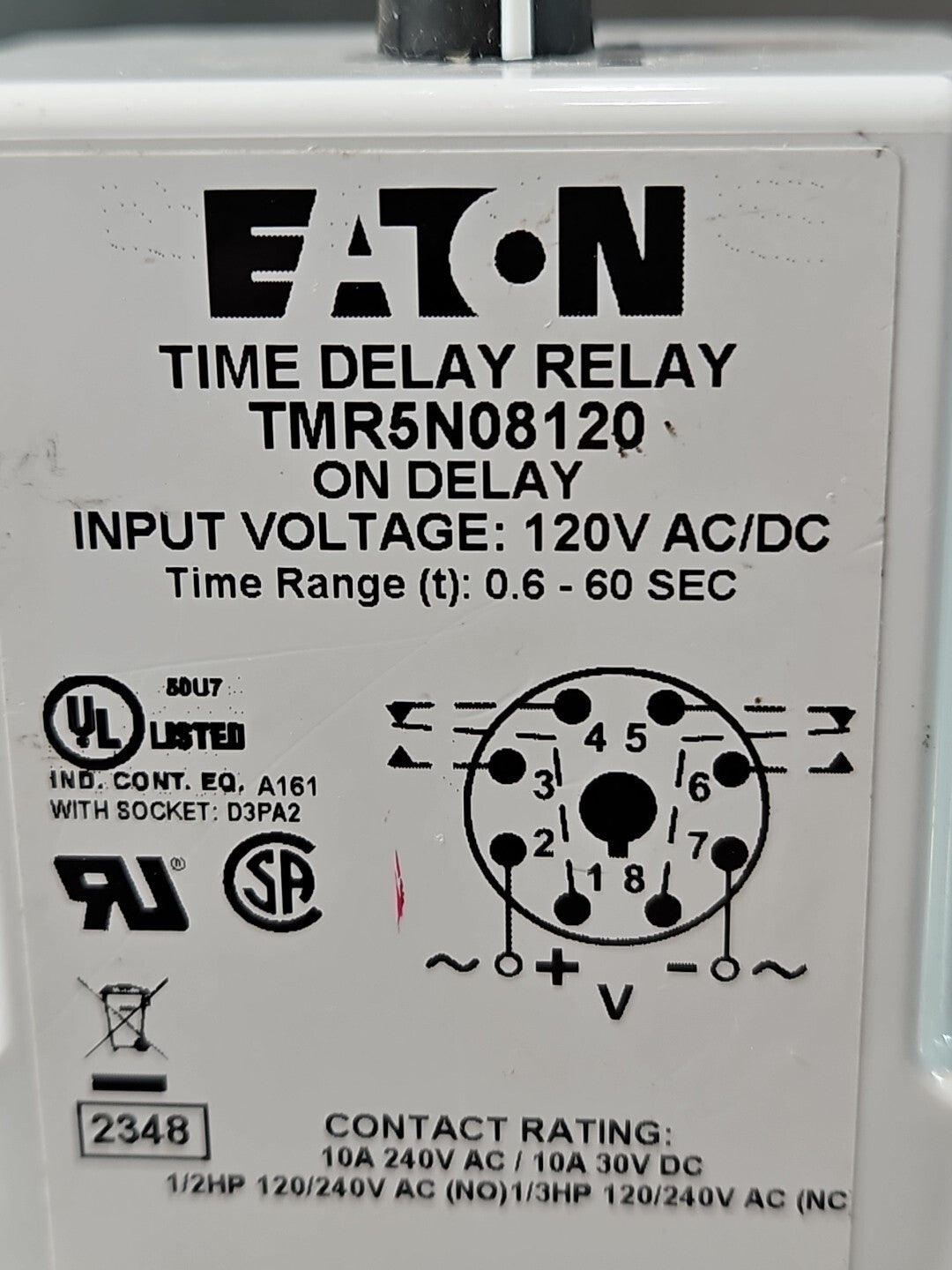 Eaton TMR5N08120 / 51X120 (Time Mark) Time Delay Relay  120AC/DC        (BIN412)