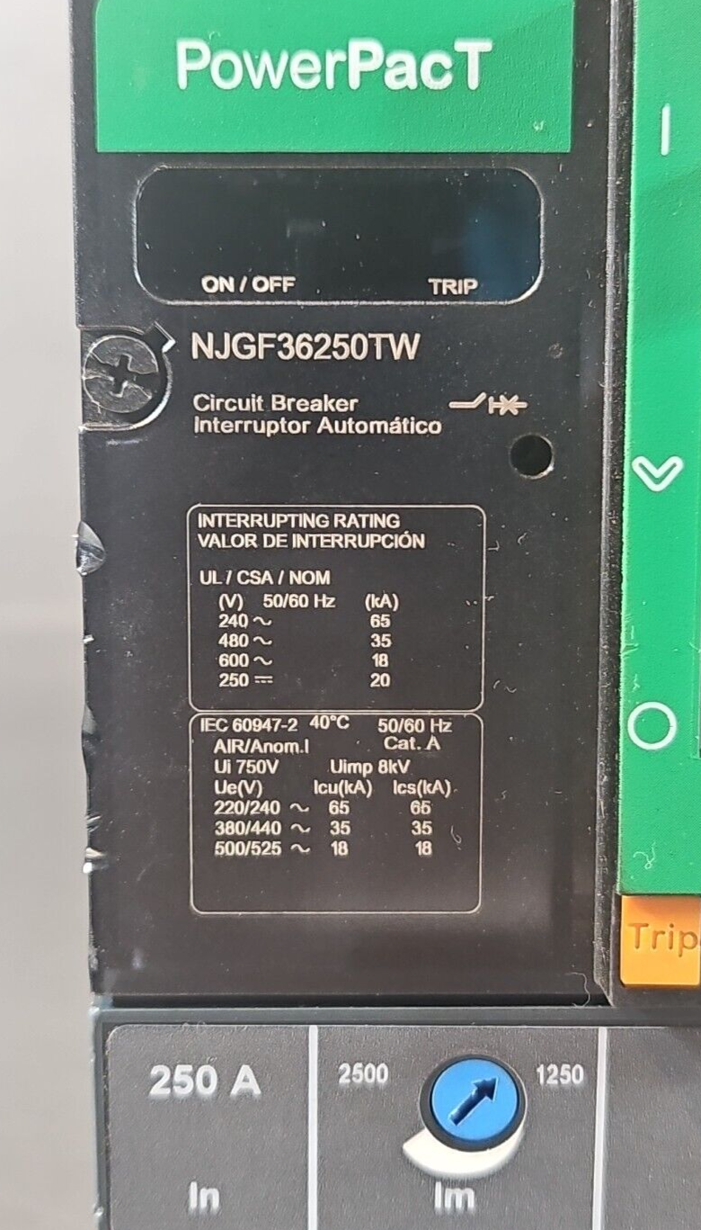 Schneider Square D NJGF36250TW  250A Circuit Breaker                    (BIN641)