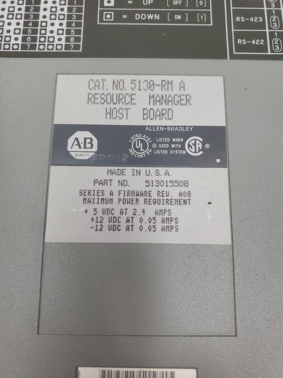 Allen Bradley 5130-RM Ser. A Resource Manager Host Board **See Details**   3D-37