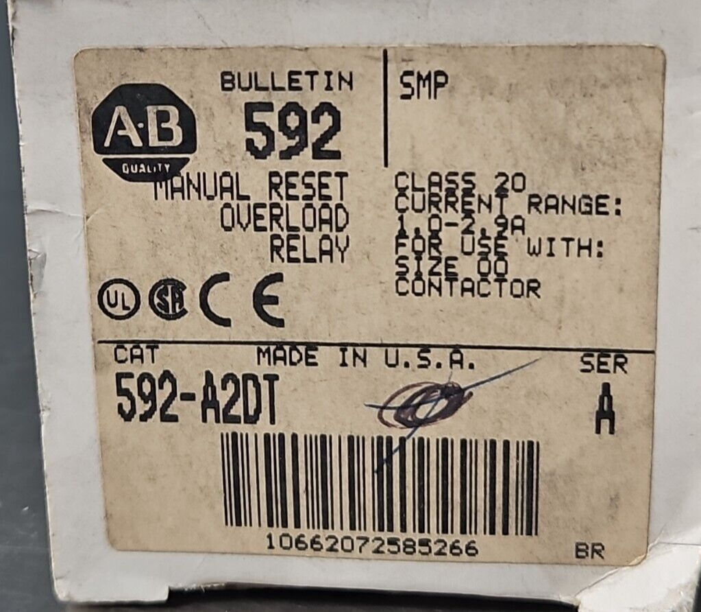 Allen Bradley 592-A2DT Overload Relay                                    loc4A11