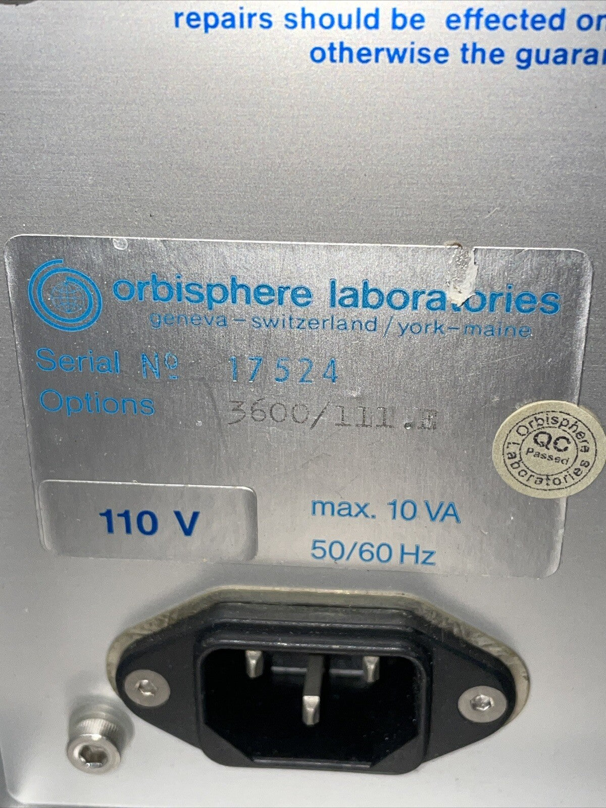 Orbisphere Laboratories Model 3600 Analyzer        (@bin1.2.2)
