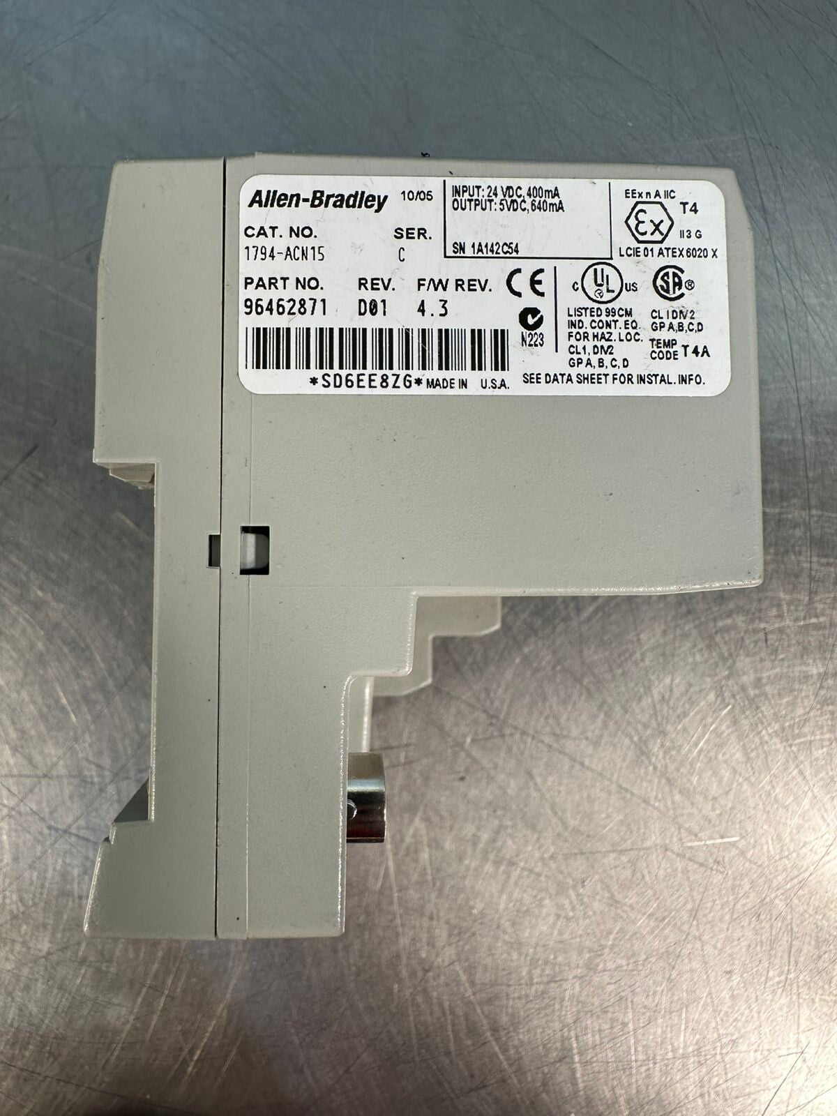 Allen Bradley 1794-ACN15 /C Flex I/O ControlNet, 24V DC Inp. 400ma (5.4.2)
