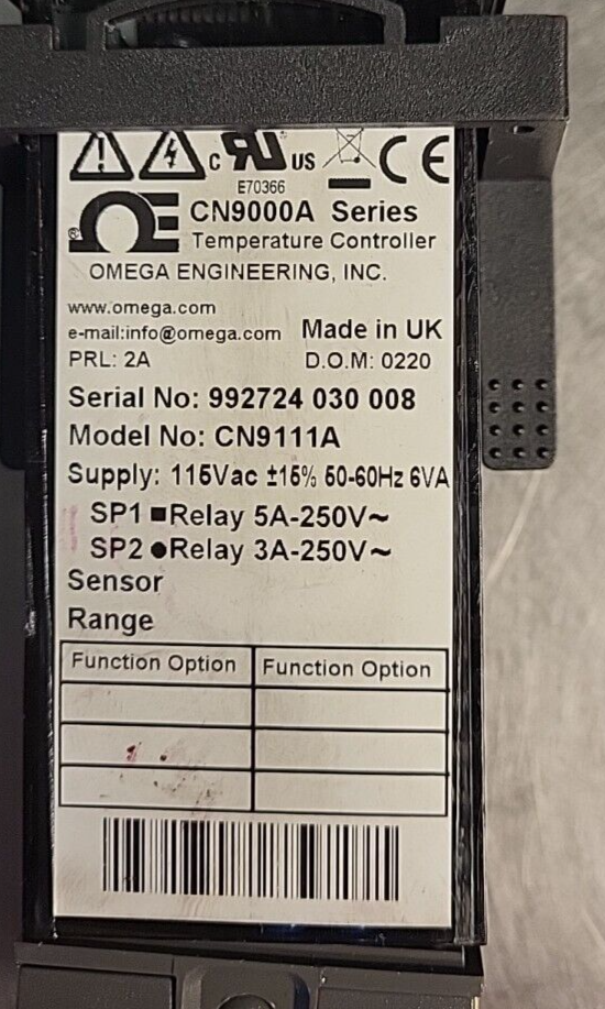 Omega  CN9000A Digital PID  992724 030 008 Tempe. Control.(BIN 3.2.3)