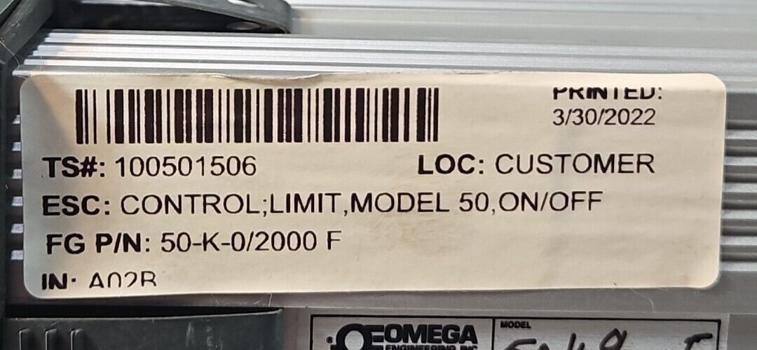 Omega 50-K-0/2000F Limt Controller  Model 50                            (BIN221)