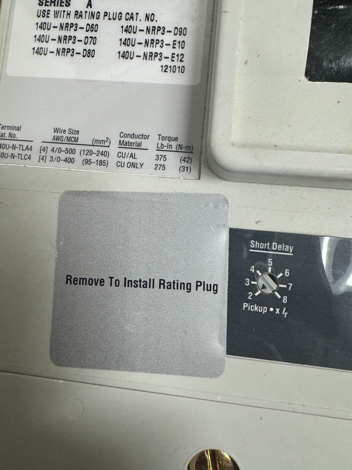 ALLEN BRADLEY 140U-N6L3-E12 / 140UN6L3E12 + 140U-NRP3-E12 Rate Plug  (BIN1.2.3)