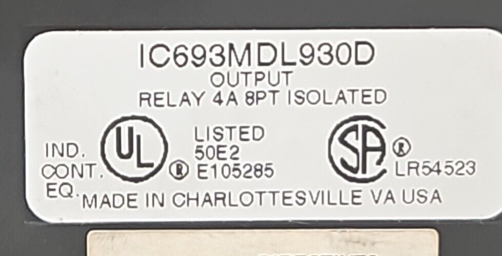 GE Fanuc IC693MDL930D Output Relay Module (BIN4.4.5)