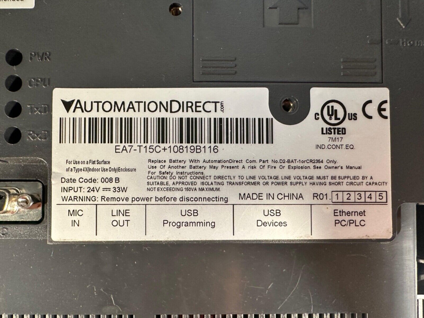 Automation Direct - Koyo Touchscreen  Panel EA7-T15+10819b116 (2E-5)