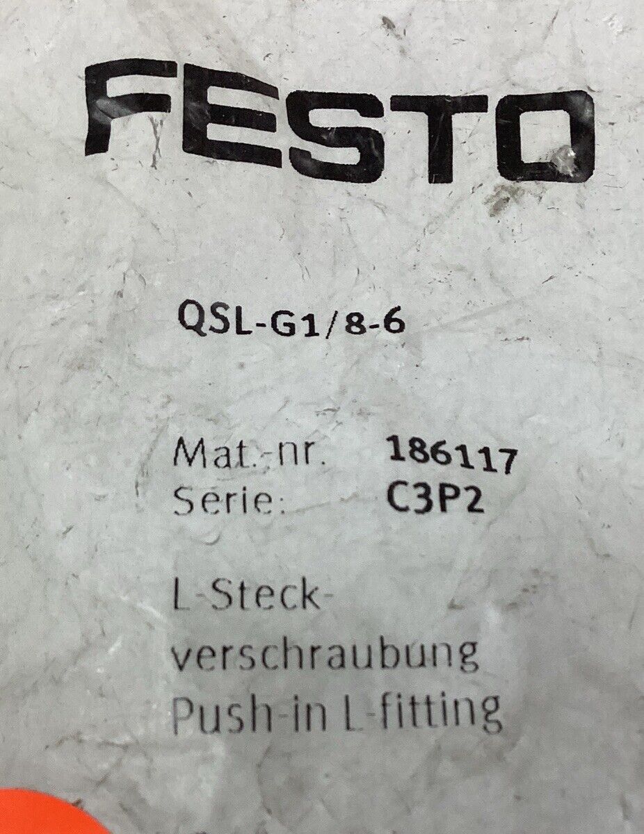 FESTO  QSL-G1/8-6  186117  CONNECTOR (lot of 4)       5E-22