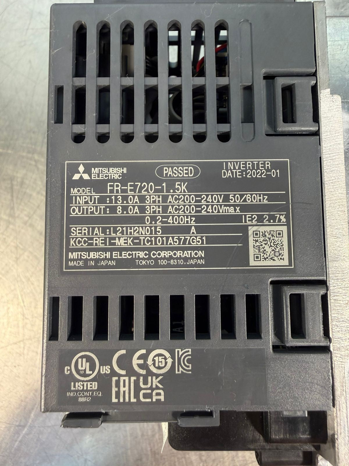 Mitsubishi Electric FR-E720-1 .5K Inverter Drive 3PH 240V         (1.2.4)