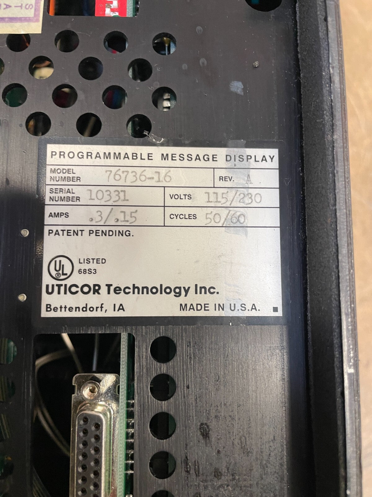 Uticor Technology 76736-16 Black 115/230 Volts Programmable Message Display