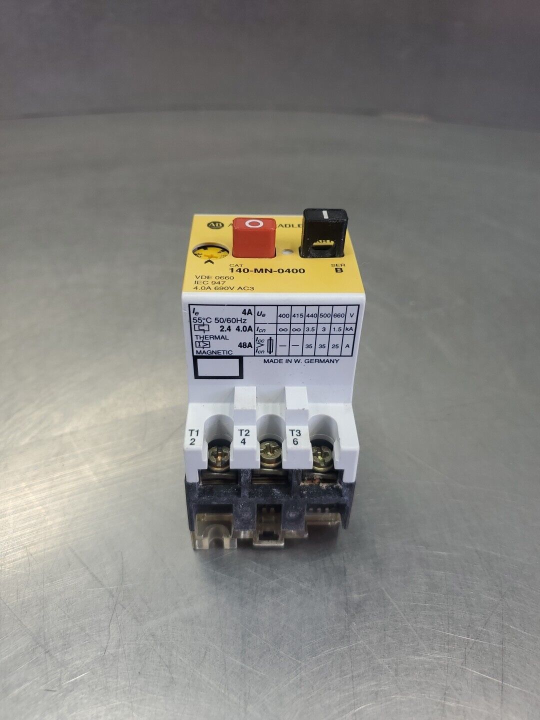 ALLEN BRADLEY 140-MN-0400 SER. B  Motor Starter, 690V 4.0A.                4D-26