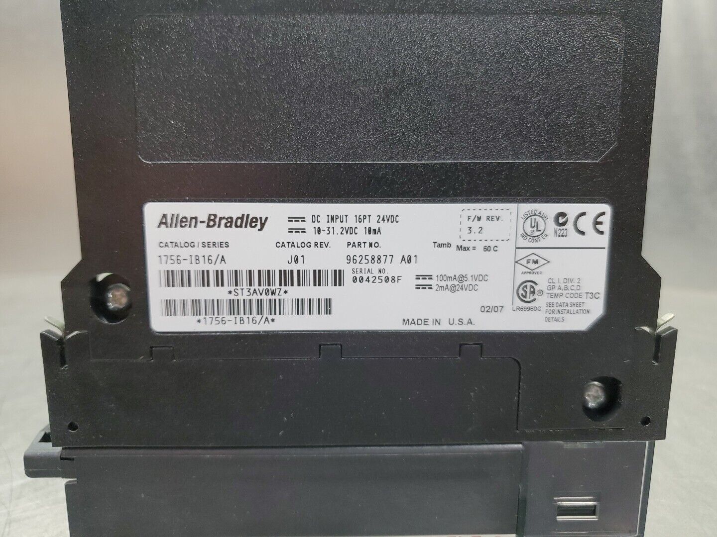 Allen-Bradley 1756-IB16/A J01 ControlLogix 16Pt DC Input Module.           3E-25