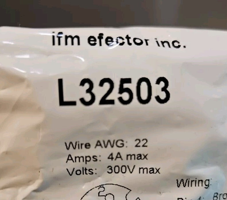 Ifm/Efector L32503 Female Connector Cable 4A 300V                      (BIN424)