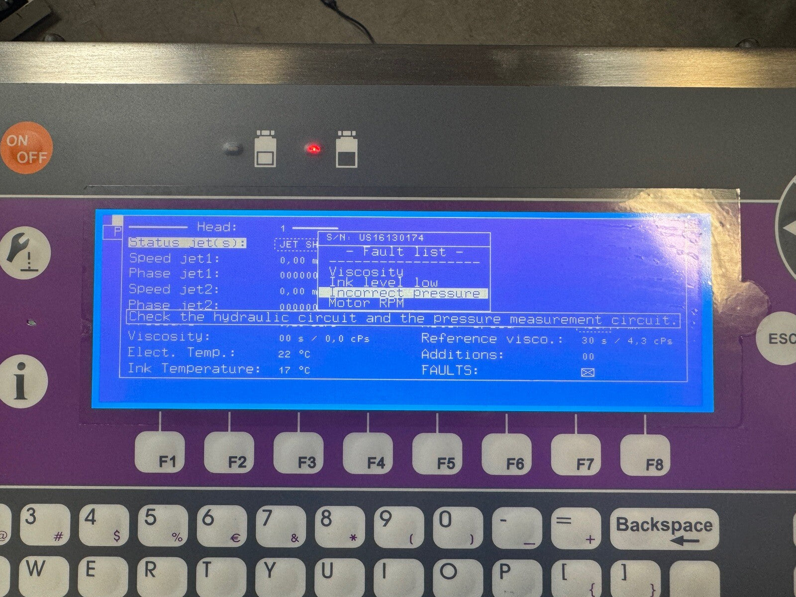 Markem-Imaje 9040 Ink Jet Printer with ENP35372/B Print head module